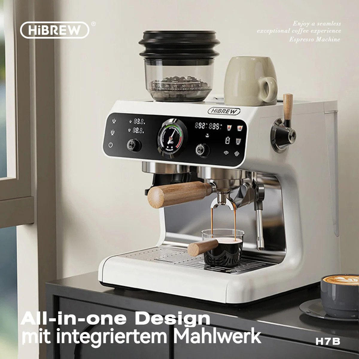SIEBTRÄGERMASCHINE 2-in-1 mit Mahlwerk & Touchscreen Dual-Heizsystem - Beige, Metall (41.4/46.7/39cm) - BEXEVUE