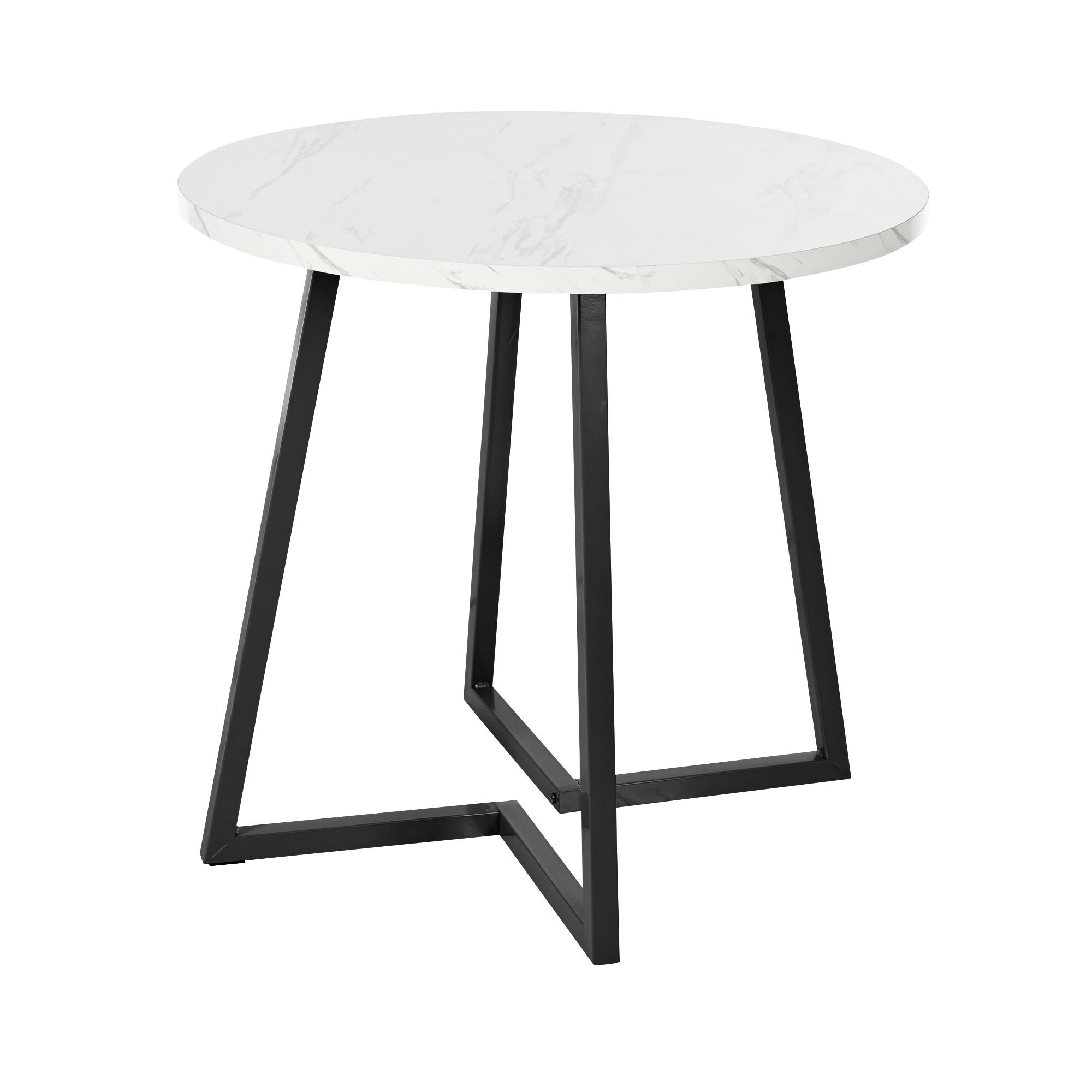 ESSTISCH, MDF mit Marmormuster & Metallgestell, Ø 80/75 cm, Schwarz - Schwarz, Holzwerkstoff (80/80/75cm) - Redom
