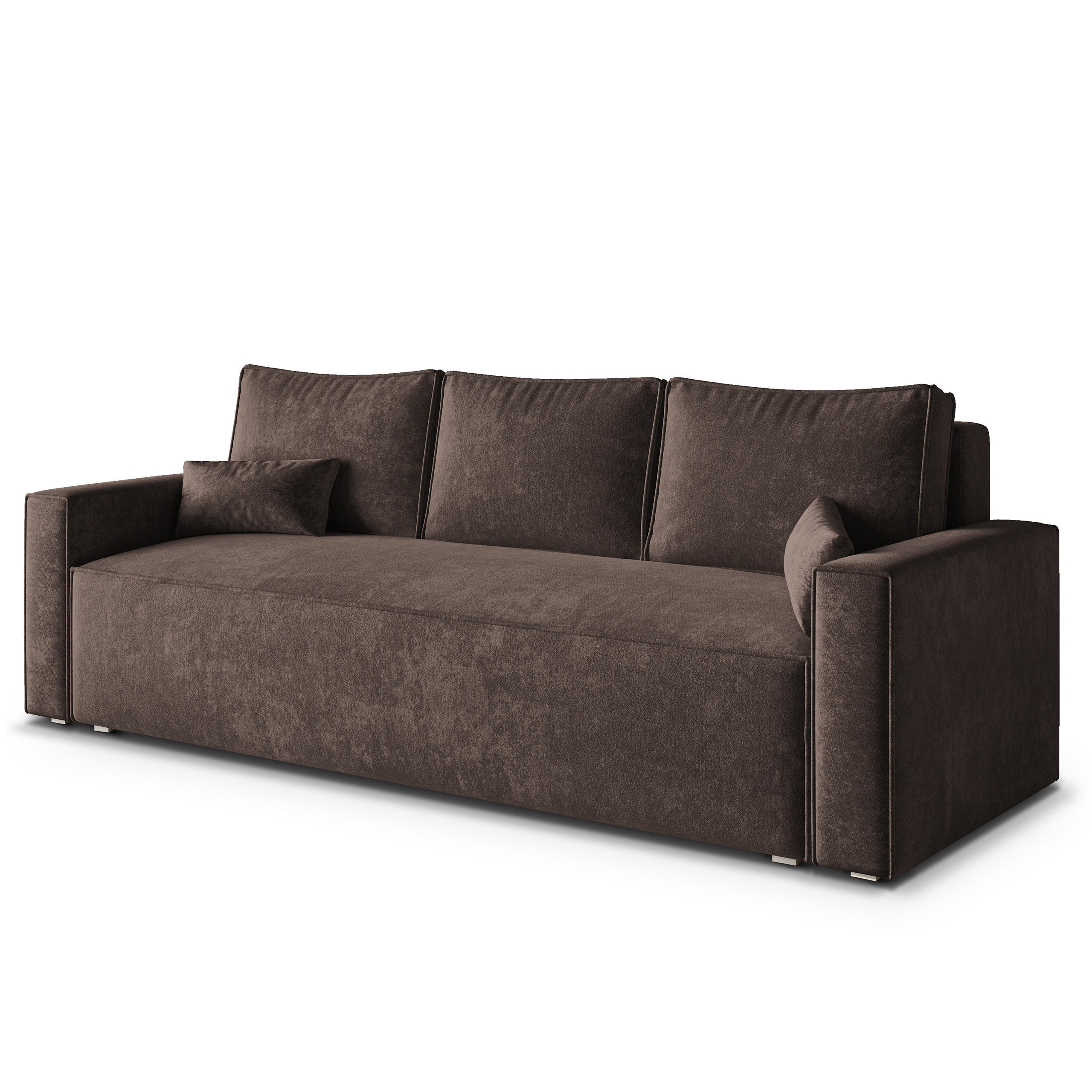 BETTSOFA MENI LM Braun Chenille-Stoff mit Schlaffunktion - Braun, Textil (232/85/87cm) - MASSENO
