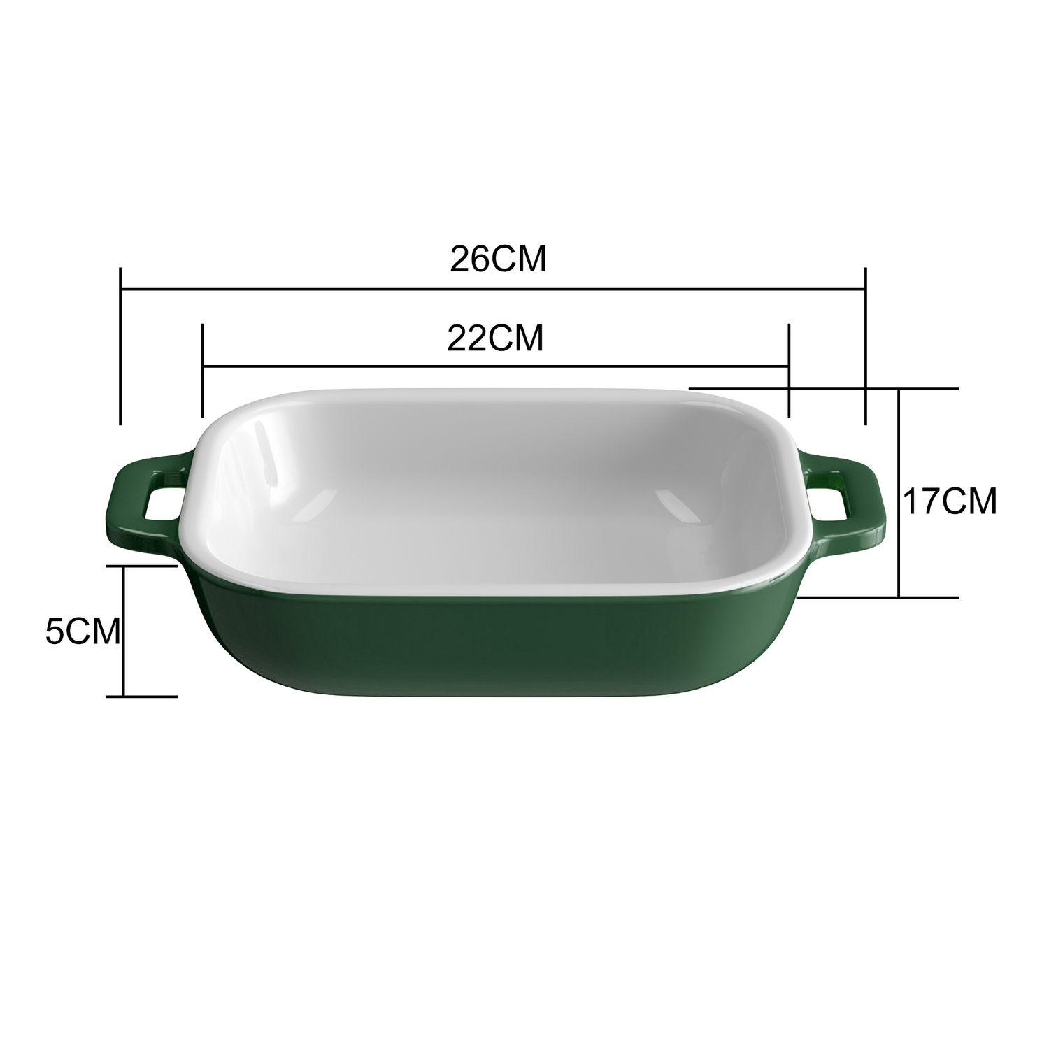 AUFLAUFBACKFORM Porzellan 26 x 17 x 5 cm - Grün, Keramik (17/5/26cm) - Intirilife