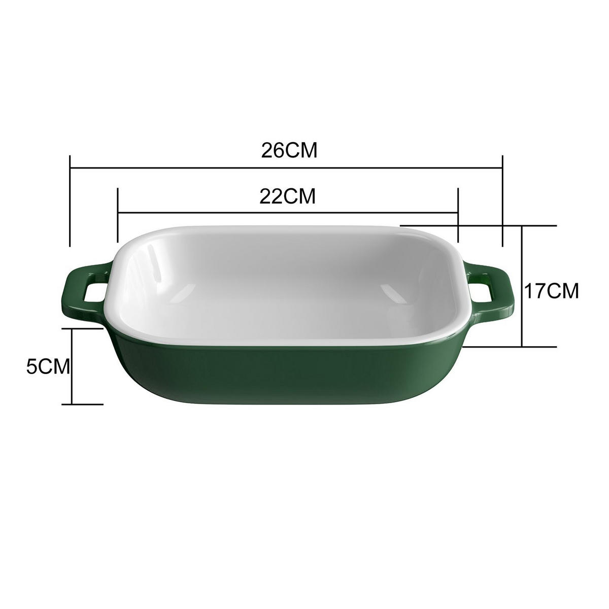 AUFLAUFBACKFORM Porzellan 26 x 17 x 5 cm - Grün, Keramik (17/5/26cm) - Intirilife