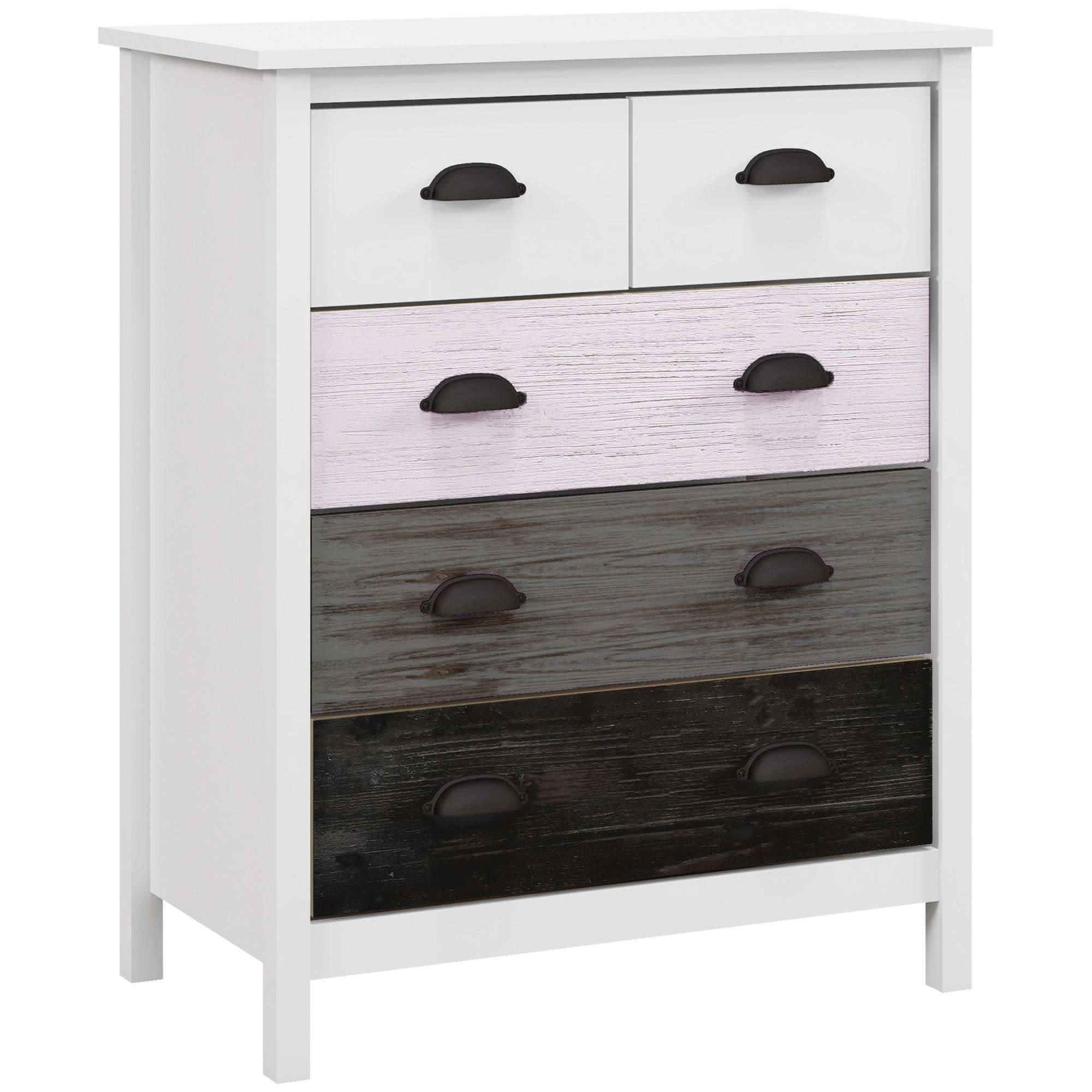 KOMMODE Aufbewahrungsschrank mit 5 Schubladen, Schubladenschrank mit Griff - Weiß, Metall (38/85/70cm) - HOMCOM