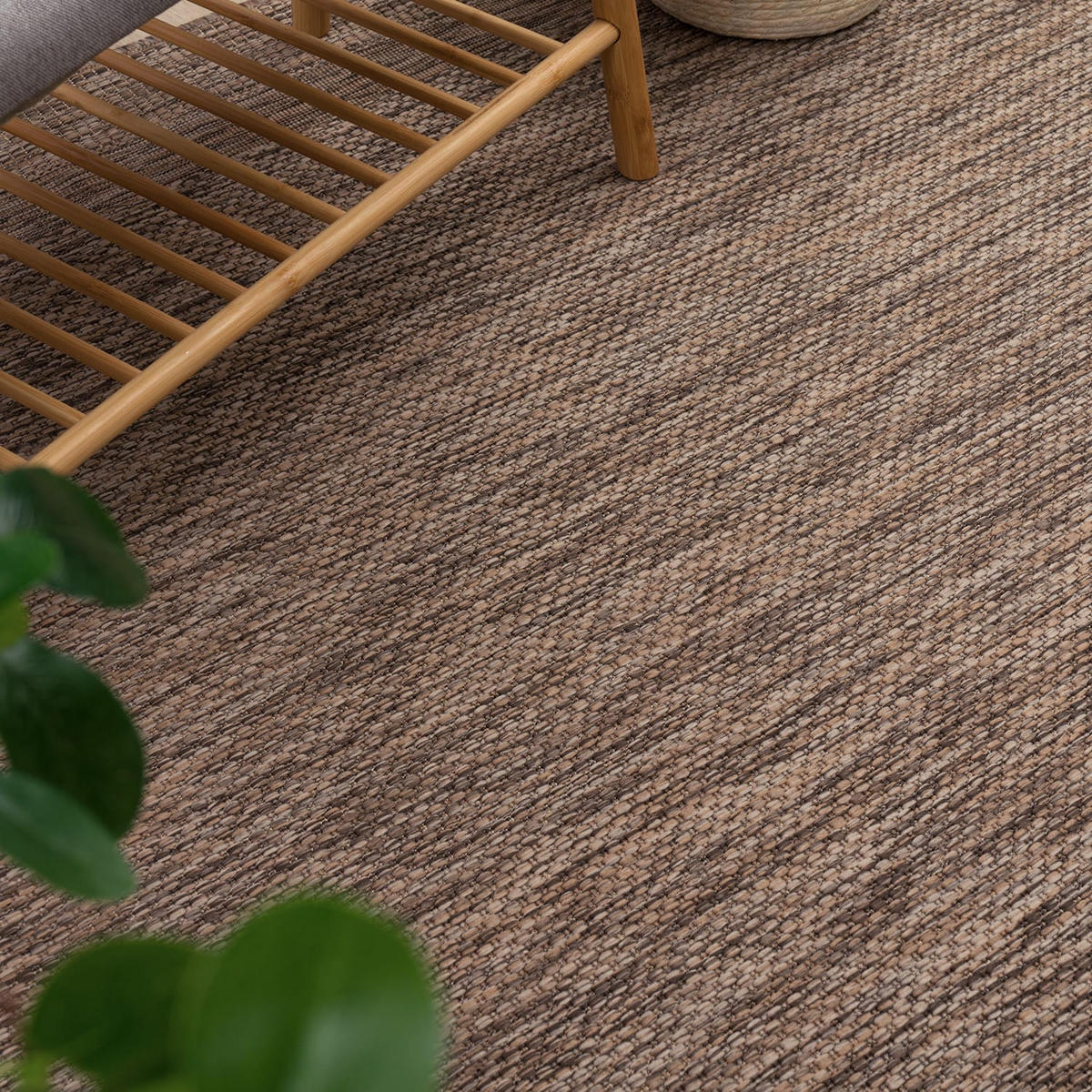 TEPPICH Outdoor Unifarben mit Bordüre Balkon, Terrasse schmutzabweisend Braun Läufer 80x150 - Braun, Textil (80/150cm) - KADIMA DESIGN