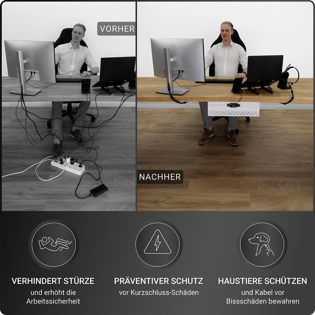 KABELKANAL Schreibtisch - Kabelmanagement Schreibtisch - Weiß, 1er-Set - Weiß, Metall (43/11/13cm) - Ultimate Setup