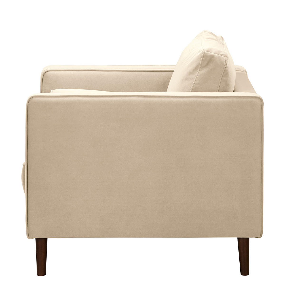 SESSEL - Samt - Dunkelbraun/Creme, Birkenholz/Textil (90/80/86cm) - home24