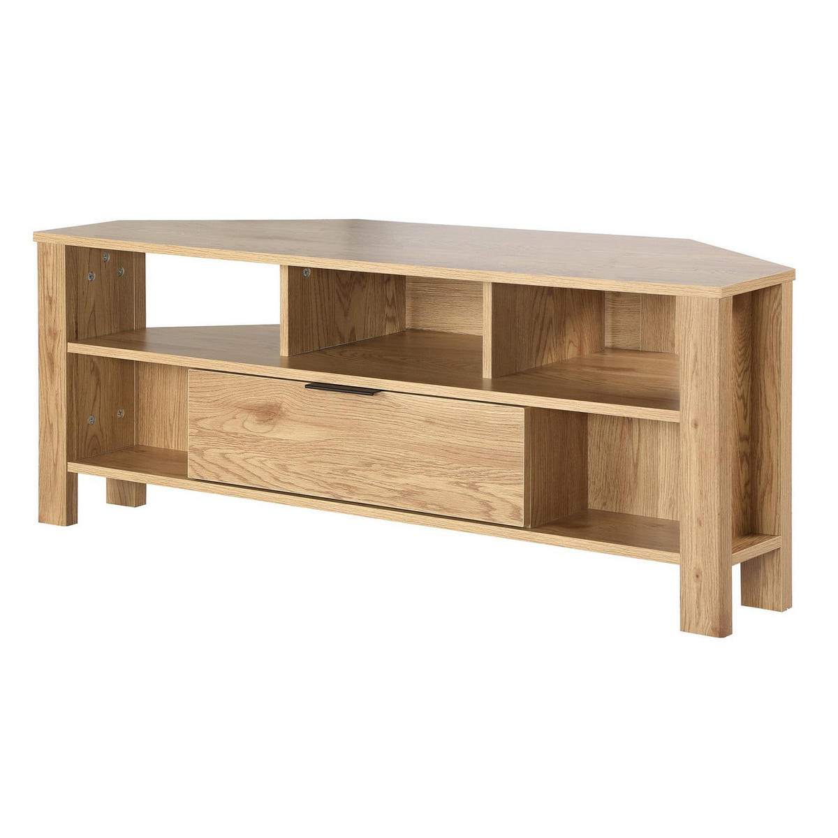 ECK-TV-MÖBEL 1 Schublade Eiche Dekor - L120 cm - Eschefarben, Holzwerkstoff (40/45/43cm) - Calicosy