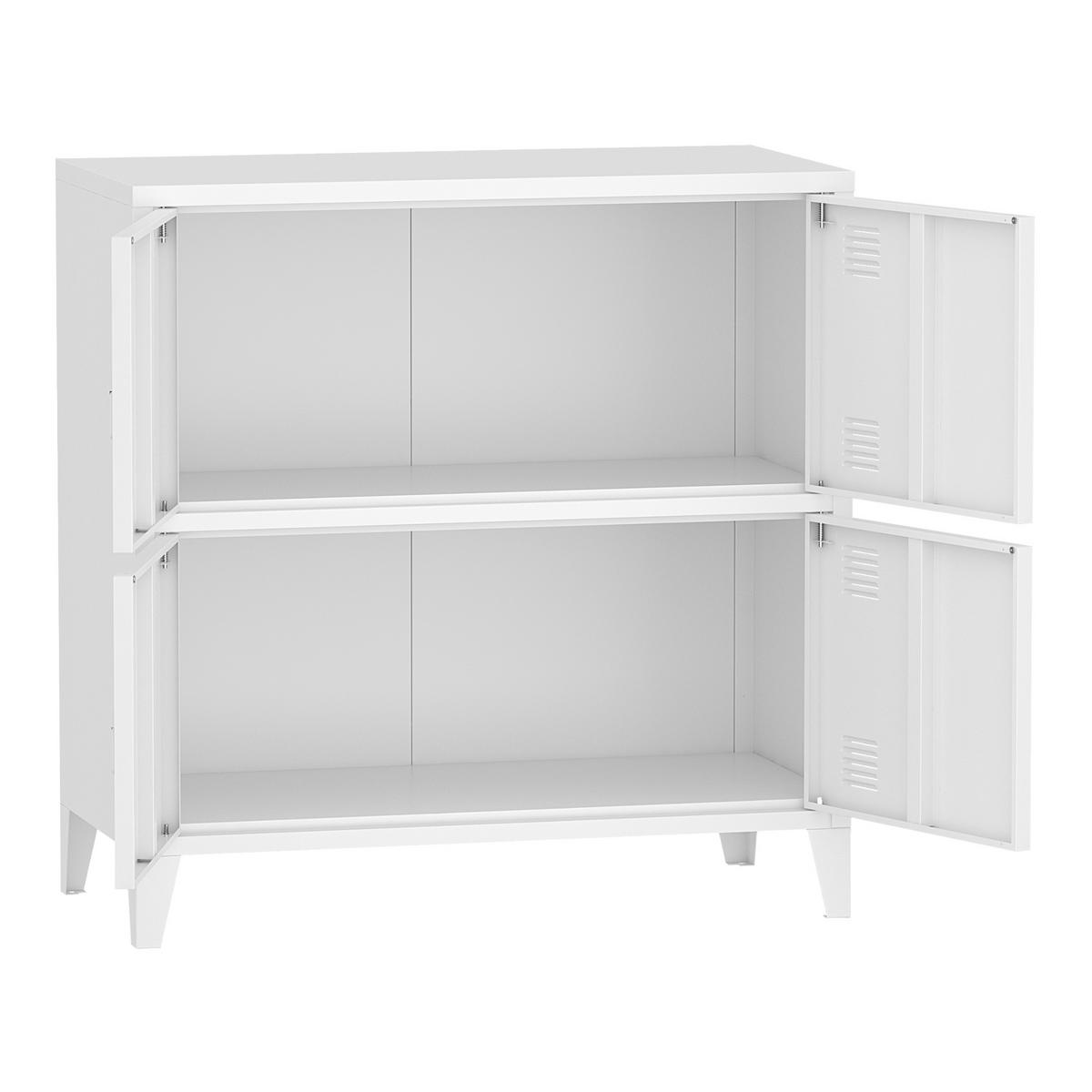 BÜROSCHRANK Hamina - Weiß, Metall (80/82/40cm) - [en.casa]
