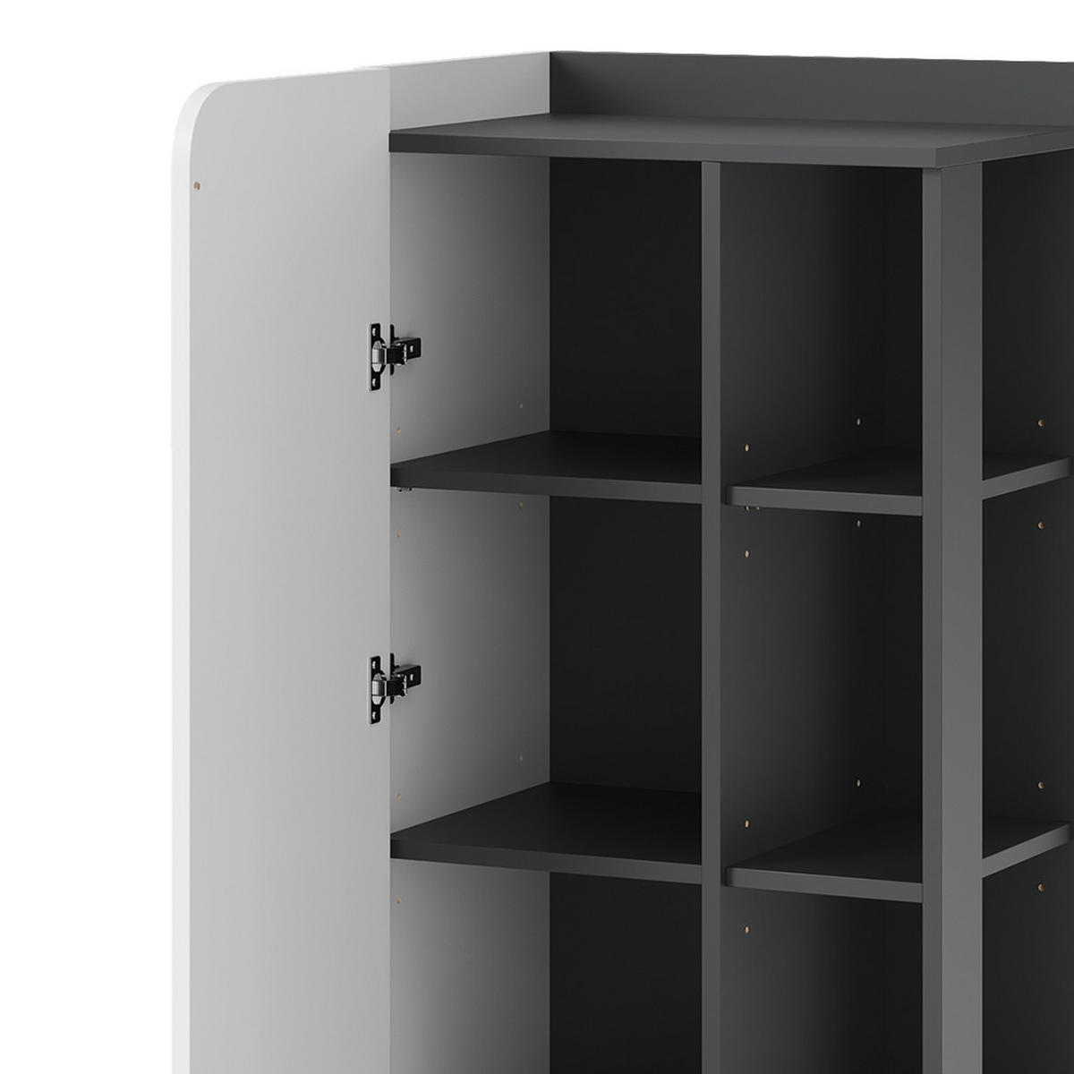 MIDISCHRANK Karen Anthrazit/Weiß 50 x 128 cm mit Tür und offenen Fächern - Anthrazit/Weiß, Holzwerkstoff (50/128/35cm) - Vicco