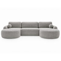 ECKSOFA Aurio U Bouclé-Stoff Grau - Schwarz/Grau, Kunststoff/Textil (347/177cm) - Graingold