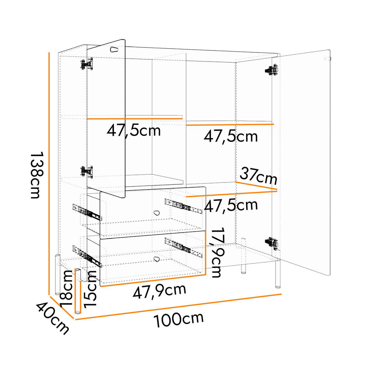 HIGHBOARD Raviero Schwarz/Artisan Eiche, 100 cm - Beige/Schwarz, Holzwerkstoff/Metall (100/138/40cm) - Selsey