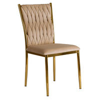 STUHL PRIMO mit geflochtener Rückenlehne, Samt Beige - Beige/Goldfarben, Textil/Metall (48/94/43cm) - Idohome