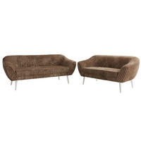 SEDACÍ SOUPRAVA 3+2 PIRS - Hnědá Manšestr - Bílé nohy - bílá/hnědá, kompozitní dřevo/textil (180/75/74cm) - MKS