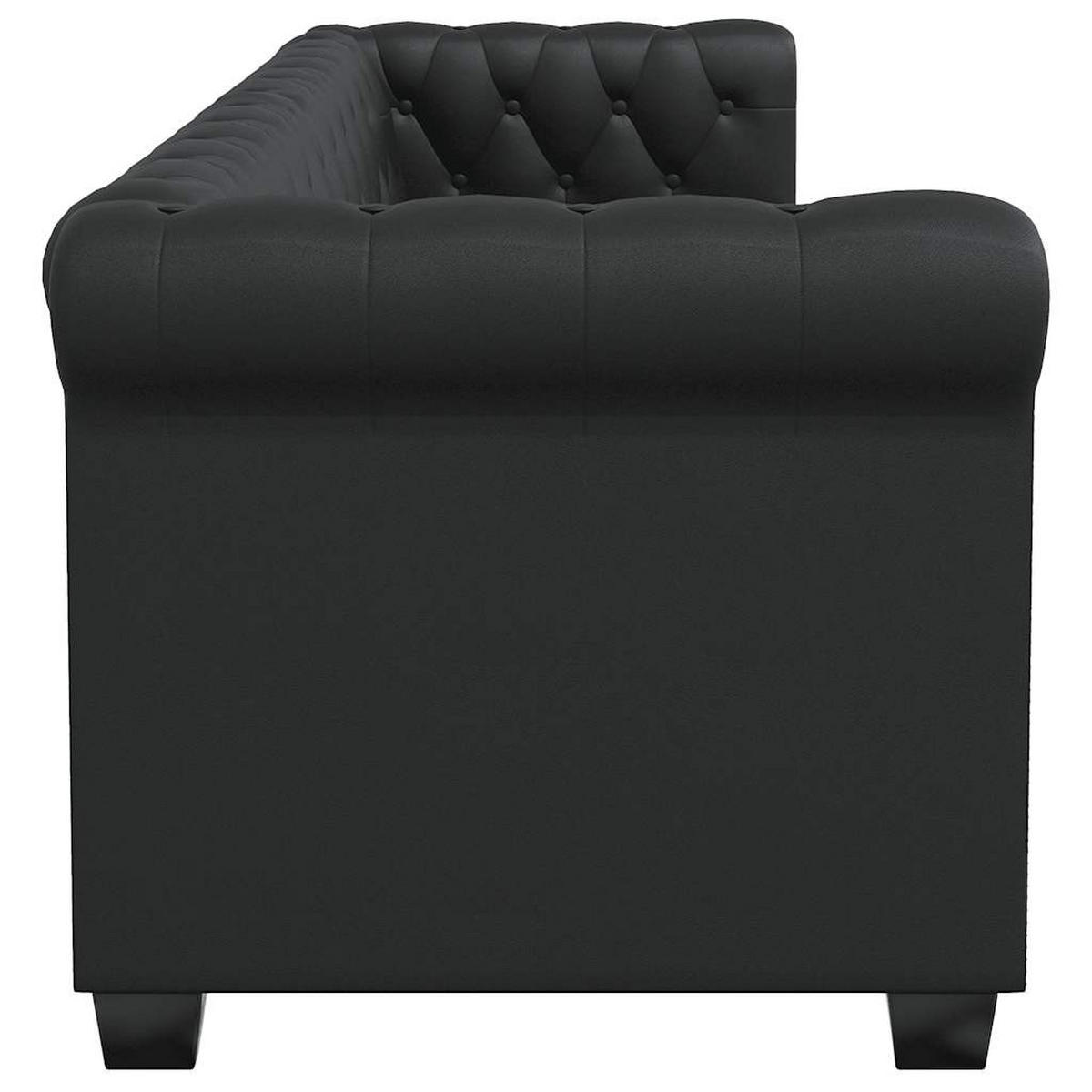 3-SITZER-SOFA mit Nietenverzierung, 200,5/76/70 cm, aus Kunstleder, Schwarz - Schwarz, Leder (200.5/70/76cm) - vidaXL