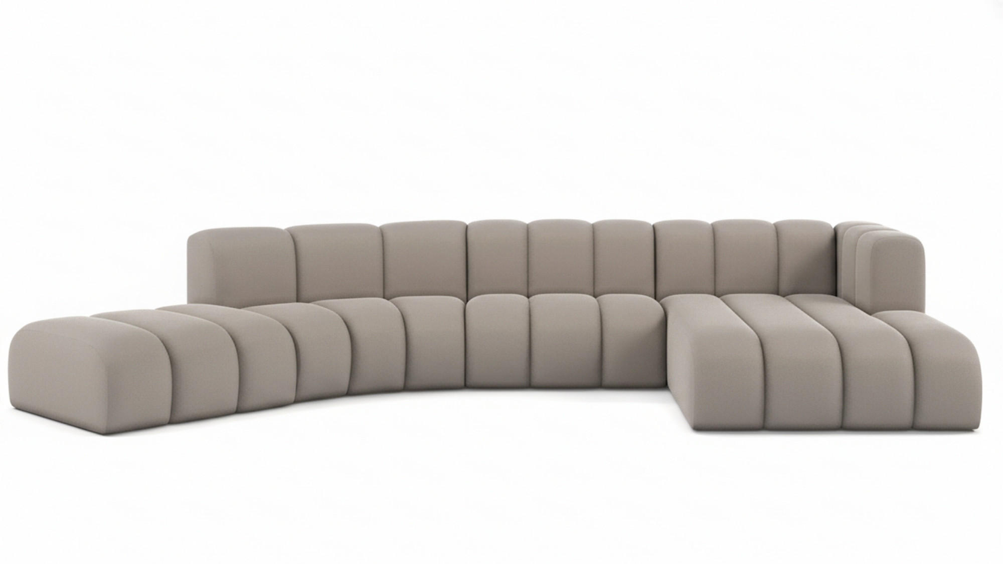 ECKSOFA L-Form GRAND Round, Stoff Salvador, Grau, Rechts - Grau, Holz (445/179cm) - Kaiser Möbel