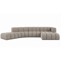 ECKSOFA L-Form GRAND Round, Stoff Salvador, Grau, Rechts - Grau, Holz (445/179cm) - Kaiser Möbel