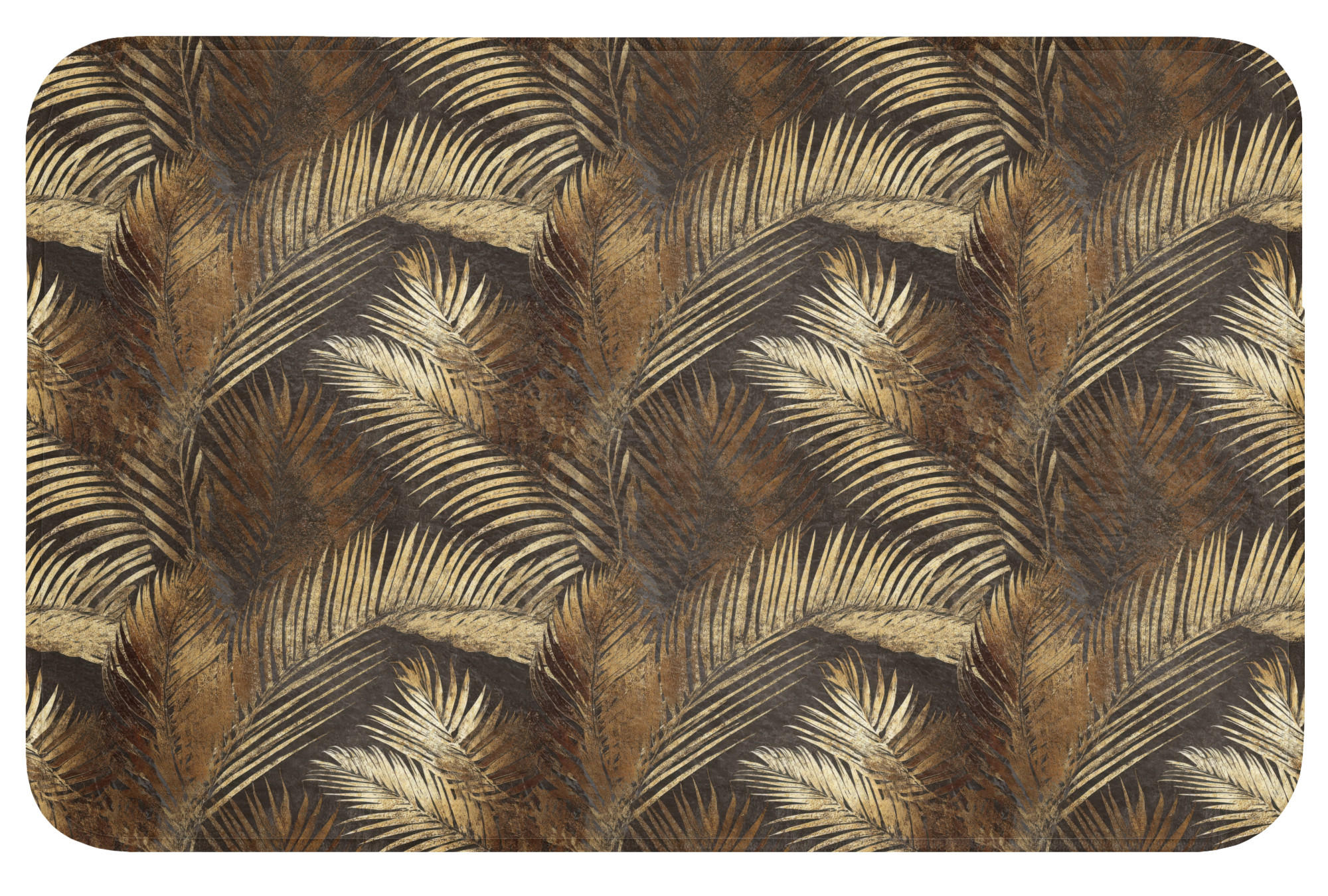 BADEMATTE Tropisch - Blätter - Gold 80x50 cm - Goldfarben, Kunststoff/Textil (80/50cm)