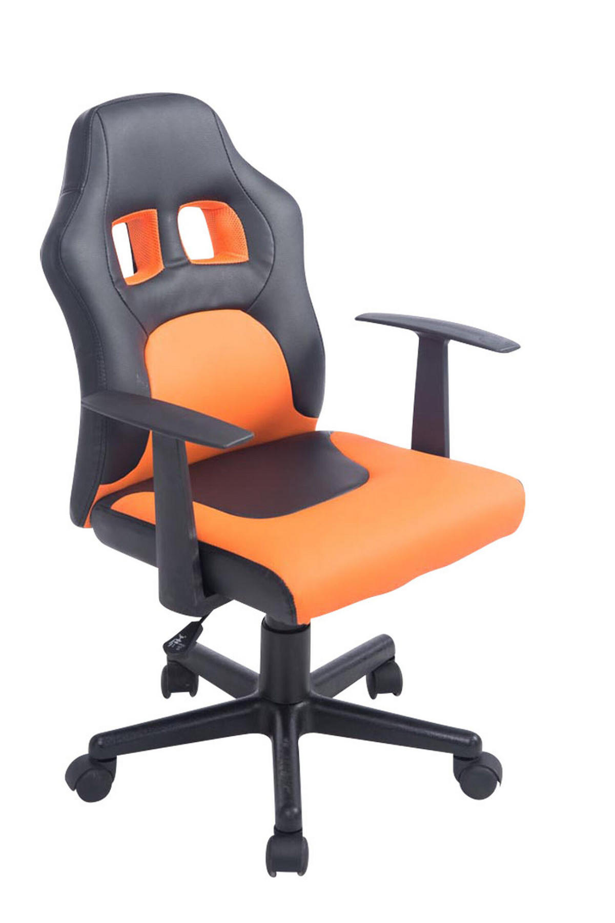 BÜROSTUHL Funny, Kunstleder Schwarz/Orange - Orange, Kunststoff/Textil (56/93/59cm) - TPFLiving