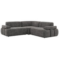 ECKSOFA MIREO L - Dunkelgrau Schenille grob gewebt - Dunkelgrau/Schwarz, Kunststoff/Textil (257/257cm) - MKS