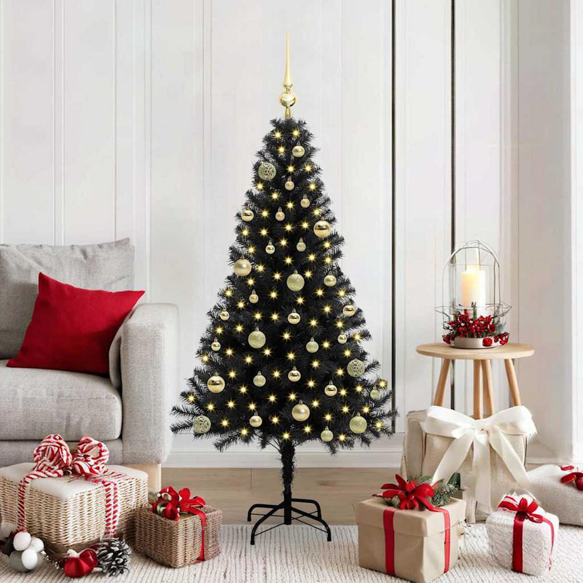 WEIHNACHTSBAUM 75/75/150 cm Schwarz PVC - Schwarz, Kunststoff (150cm) - vidaXL