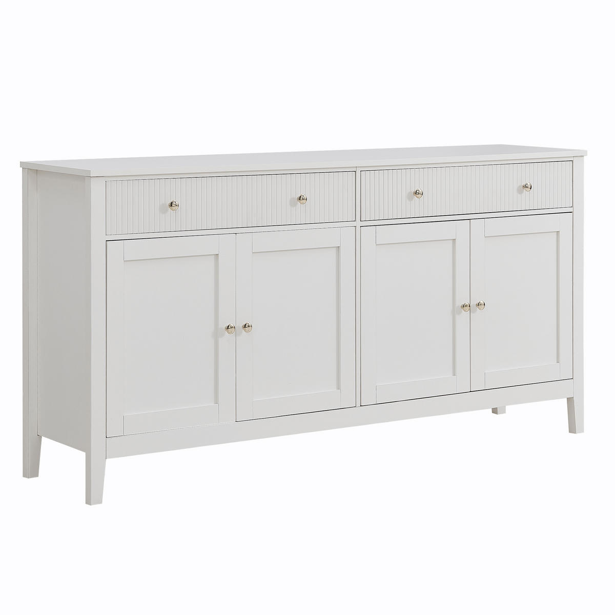 SIDEBOARD aus mattweißem MDF, mit 4 Türen und 2 Schubladen - Weiß, Holzwerkstoff (160/82/40cm) - Urban Meuble