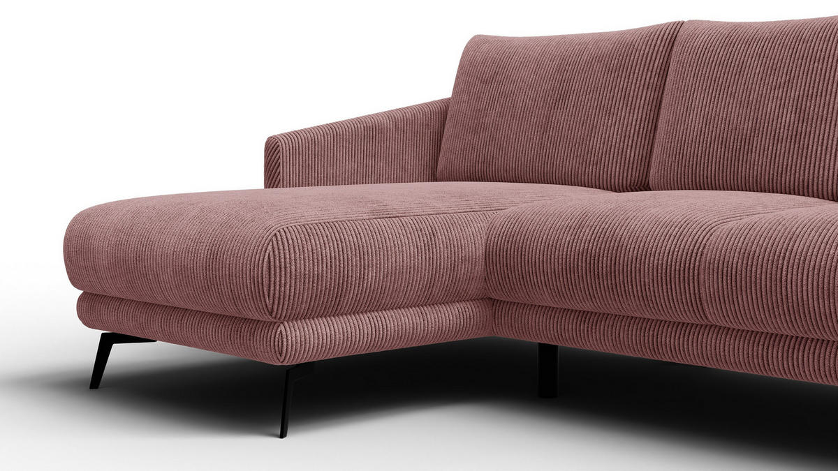 ECKSOFA VILT 3-Sitzer, altrosa - Schwarz/Altrosa, Holzwerkstoff/Textil (221/156cm) - Courtois Laville