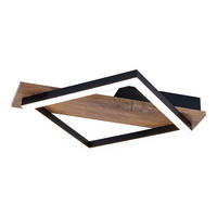 LED DECKENLEUCHTE Metall Schwarz Holzoptik - Schwarz, Metall (33/31/5.5cm) - Globo Lighting