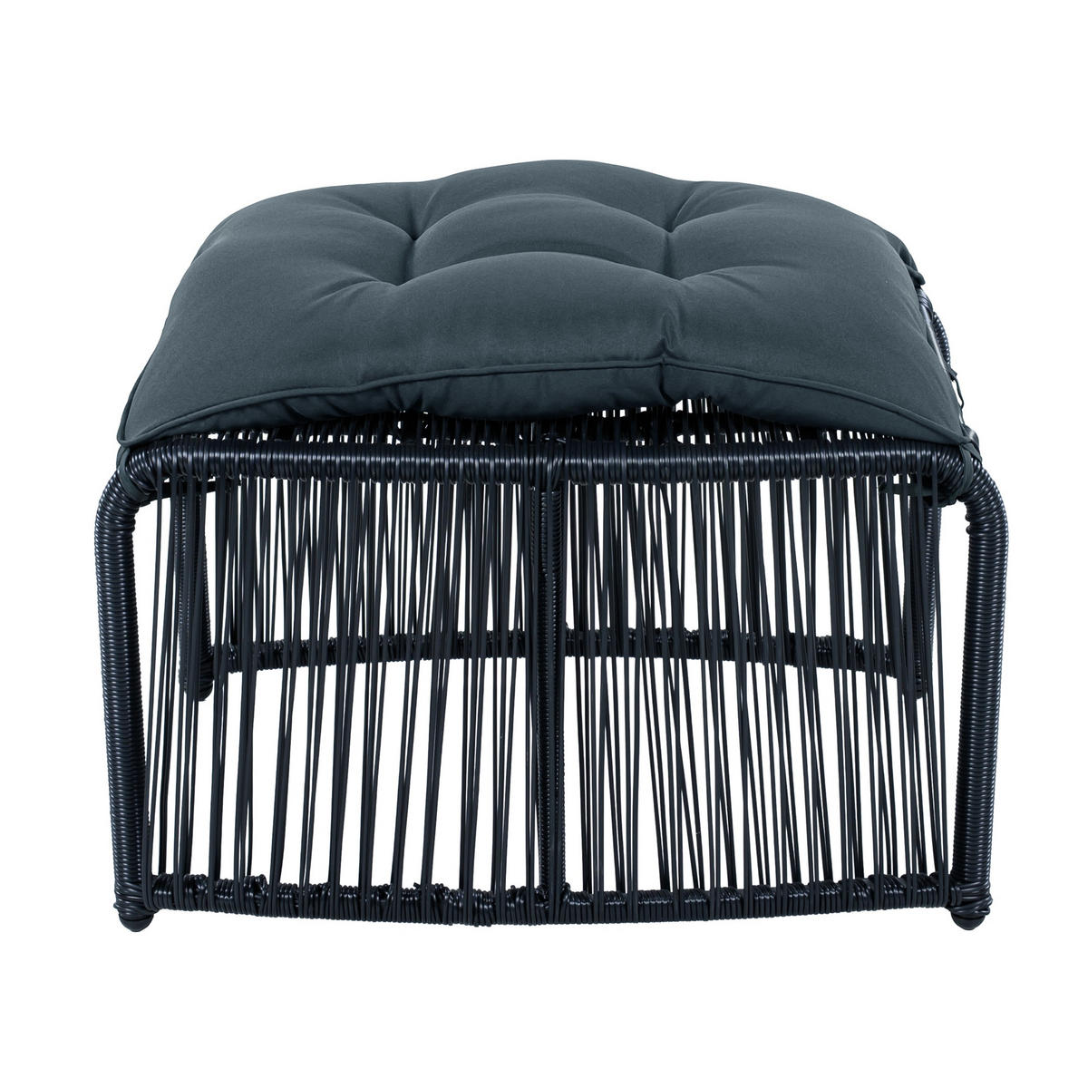 BALKONSET Gartenlounge-Set, 5-teilig, PE-Rattan, Schwarz+Dunkelblau - Schwarz, Metall - LVHOM