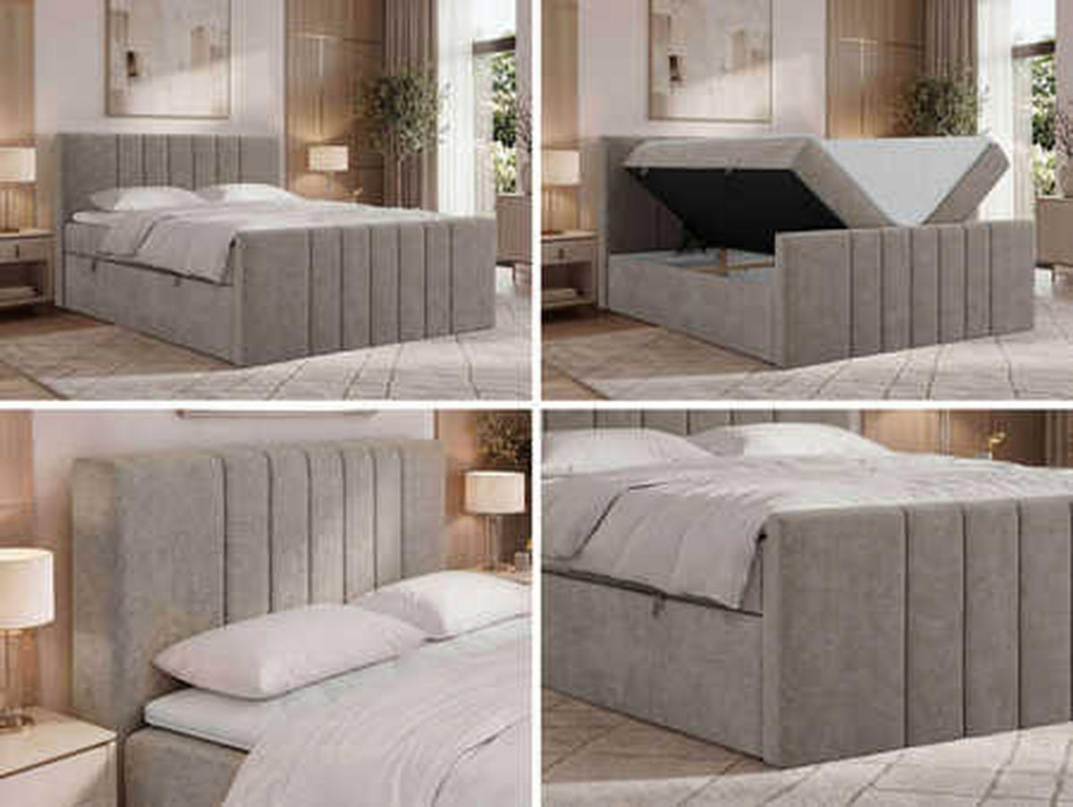 POSTEL BOXSPRING INERO DUO 160/200 - Šedobéžová Strukturovaná látka - Topper T25 - H3 - černá/šedobéžová, textil/plast (160/200cm) - MKS