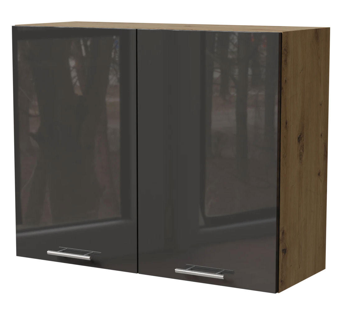 Feldmann-Wohnen Küchenhängeschrank Graphit, Eiche Artisan 90x72x32.5 cm