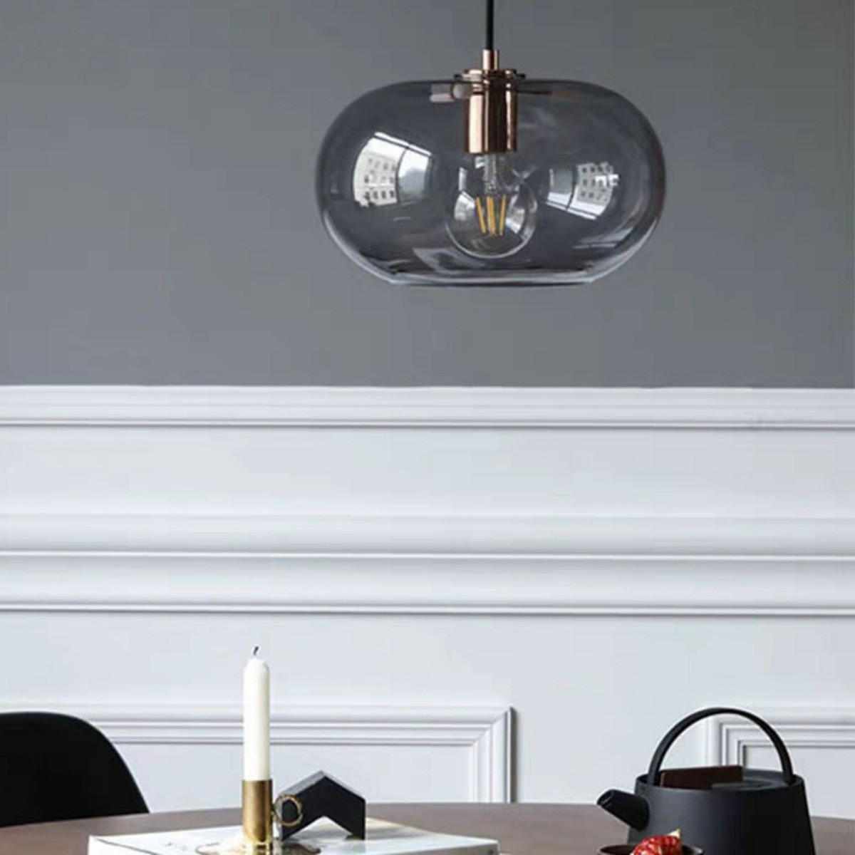 LED-HÄNGELEUCHTE Grau 4W 25/25/18-150 cm - Grau, Glas (30/30/15cm) - Authentics