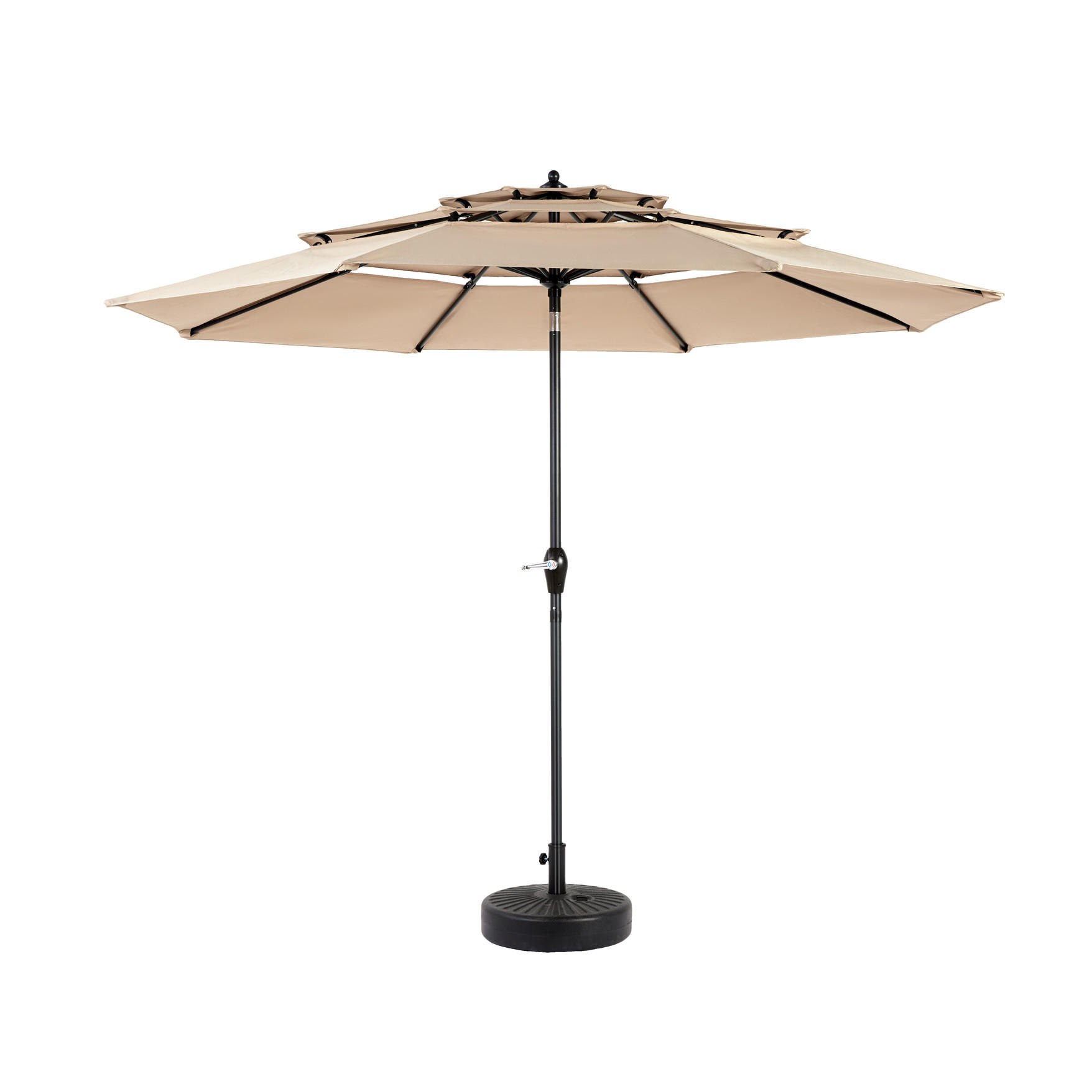 SONNENSCHIRM 294 cm Khaki Stahl Doppelseitiger Gartenschirm mit Kurbel für Terrasse & Pool - Sandfarben, Metall (294/294cm) - Urban Meuble