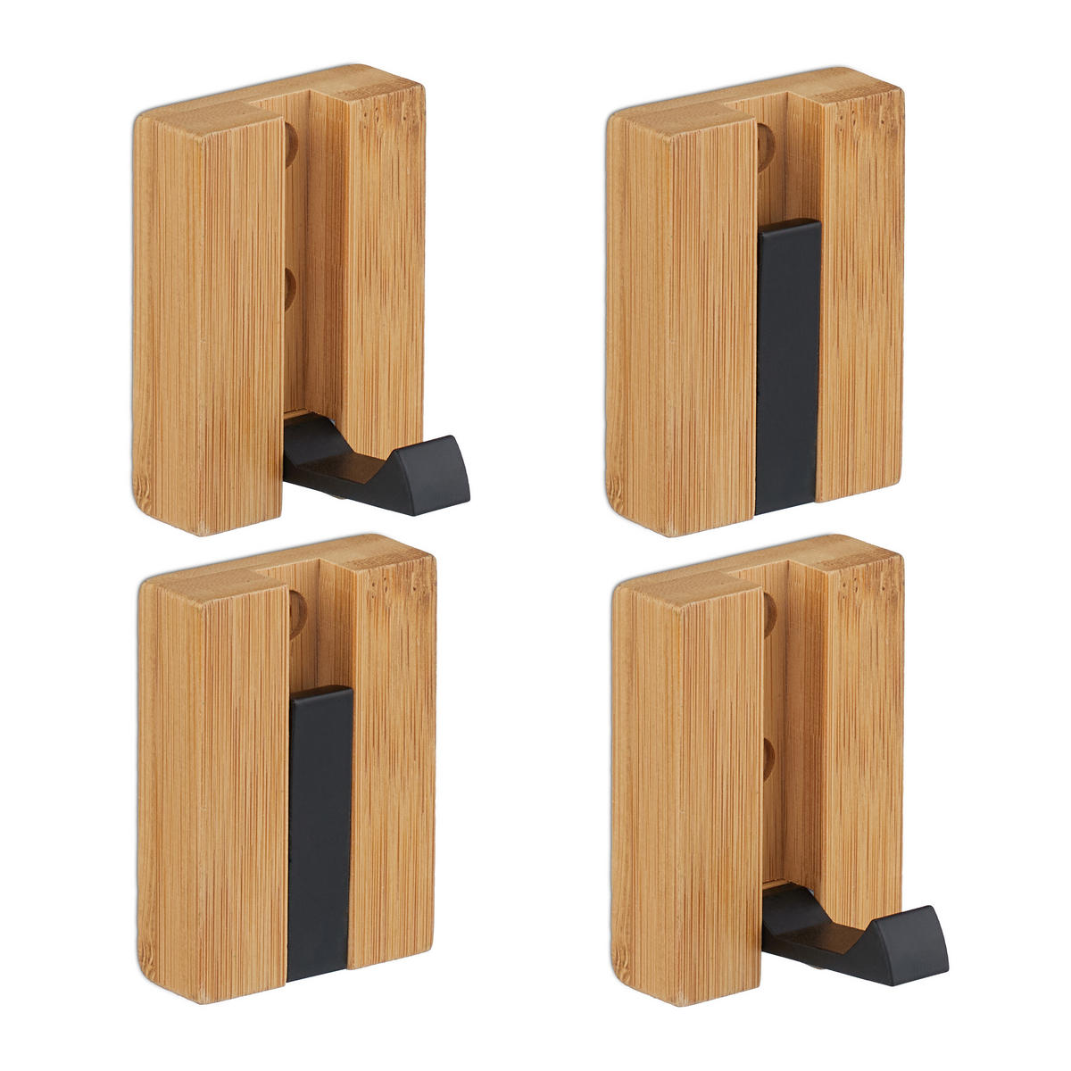 GARDEROBENHAKEN-SET - Hellbraun, Holz/Metall (5/7/5cm) - Relaxdays