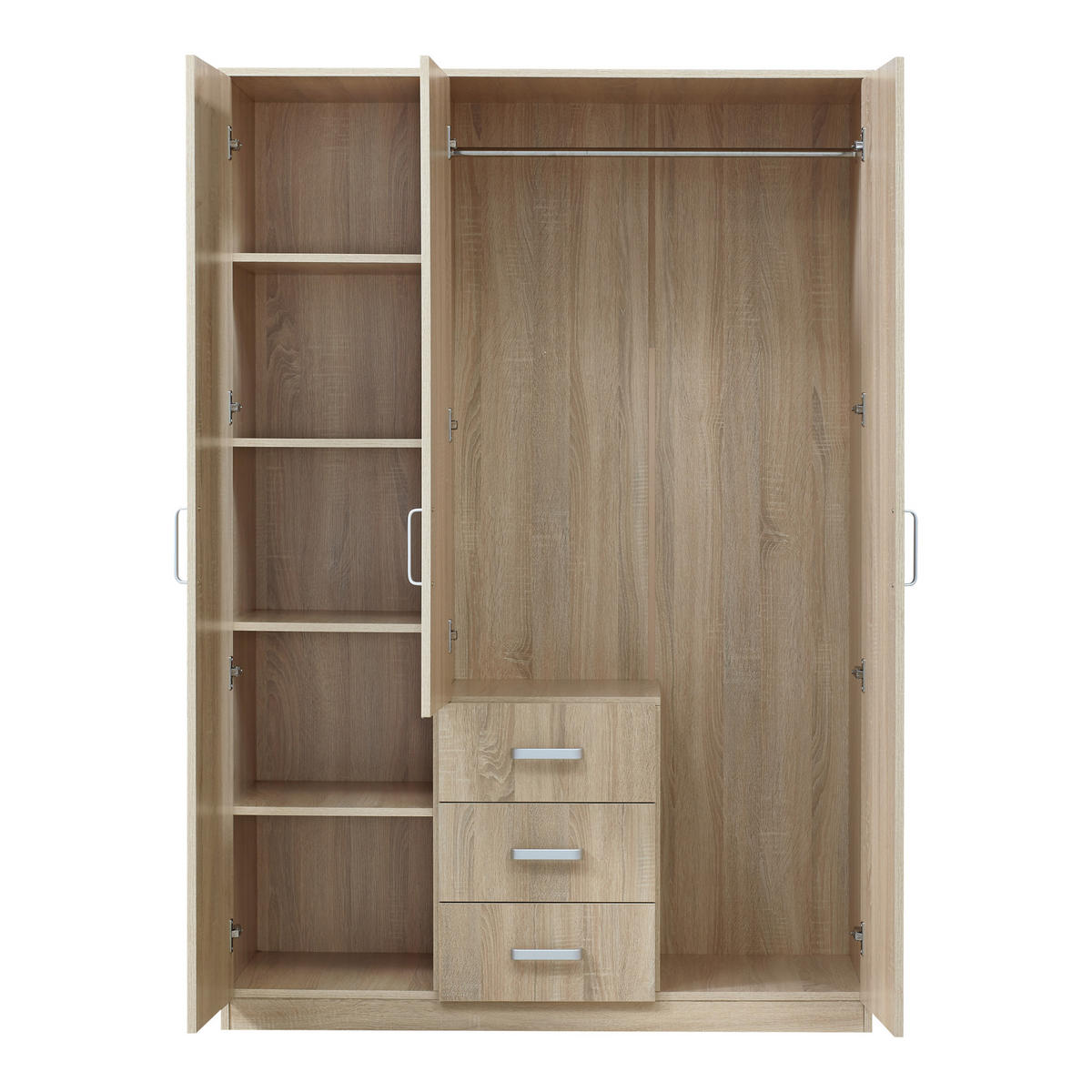 KLEIDERSCHRANK Bodolz - Sonoma Eiche, Holzwerkstoff (120/176/52cm) - [en.casa]