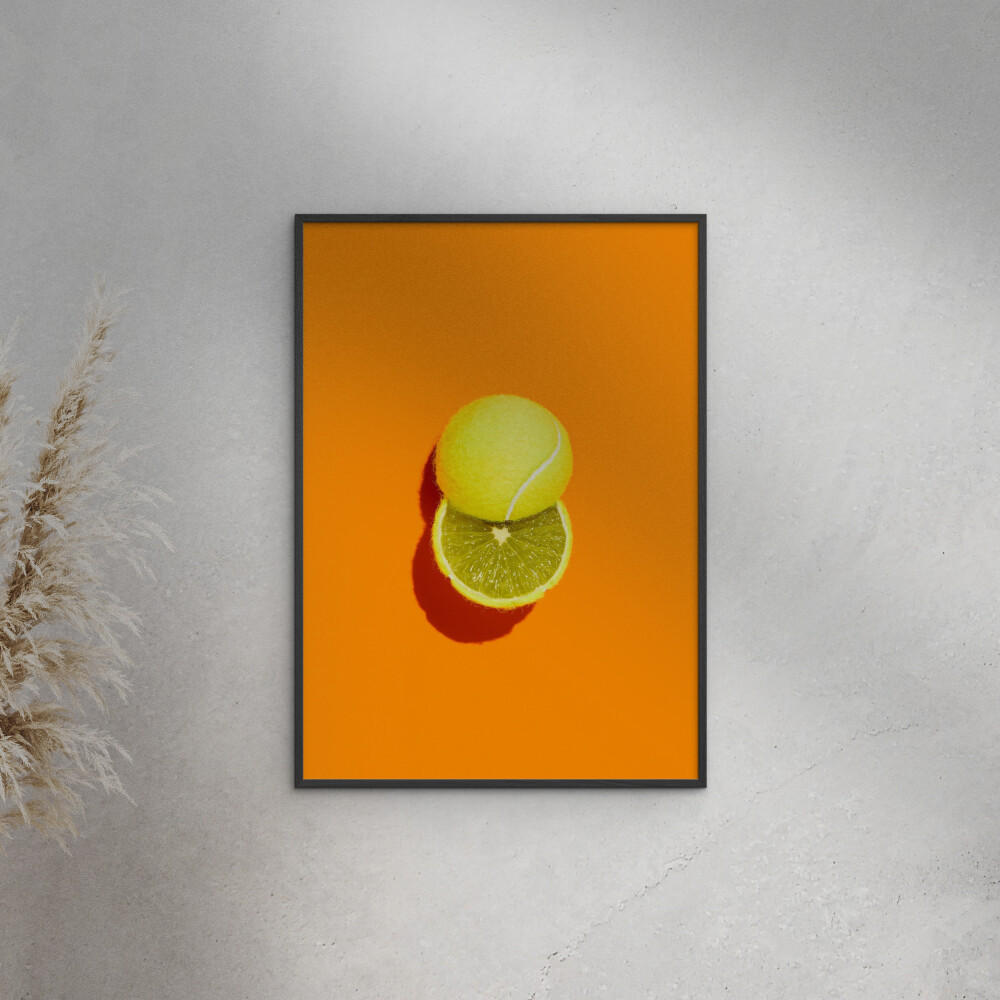 POSTER mit Rahmen Supermercat - Slice of lime - Schwarz/Orange, Holz/Papier (30/40cm) - Poster&Frame