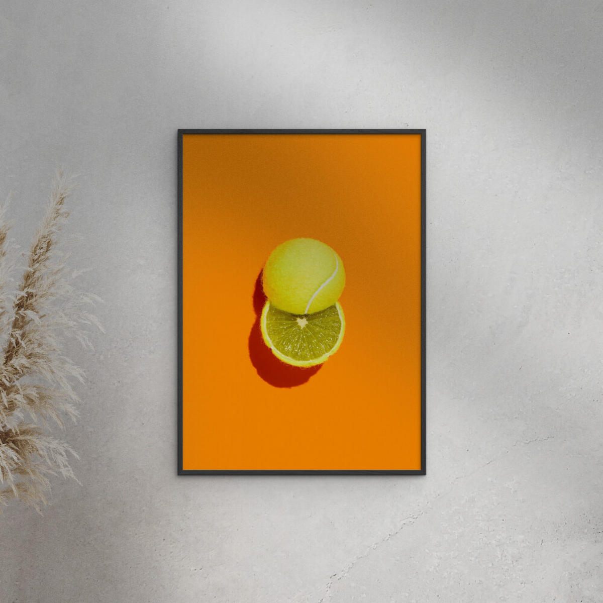 POSTER mit Rahmen Supermercat - Slice of lime - Schwarz/Orange, Holz/Papier (30/40cm) - Poster&Frame