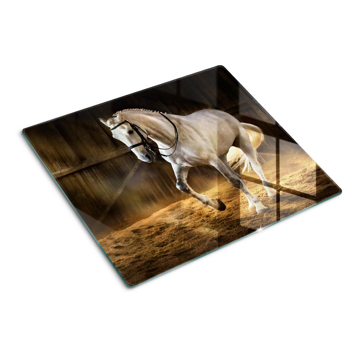 GLASPLATTE 60x52 cm Schimmel im Stall - Weiß, Glas (60/52cm) - TULUP