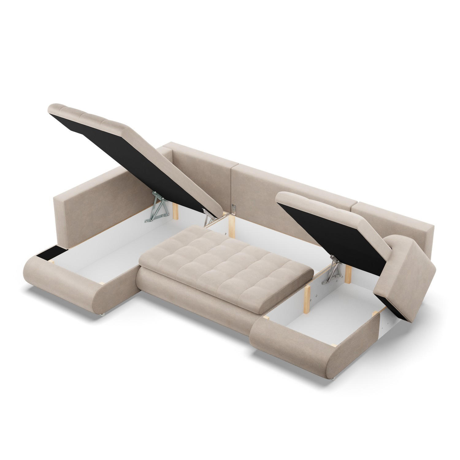 Thumbnail - U-Sofa, Beige, Textil, U-Form, 300x89x200 cm, Wohnzimmer, Sofas & Couches, Wohnlandschaften, Wohnlandschaften in U-Form