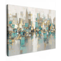 LEINWANDBILD Abstrakt - Blöcke - Gold - Skyline Wandbilder 80x60 cm - Beige, Textil (80/60cm) - MuchoWow