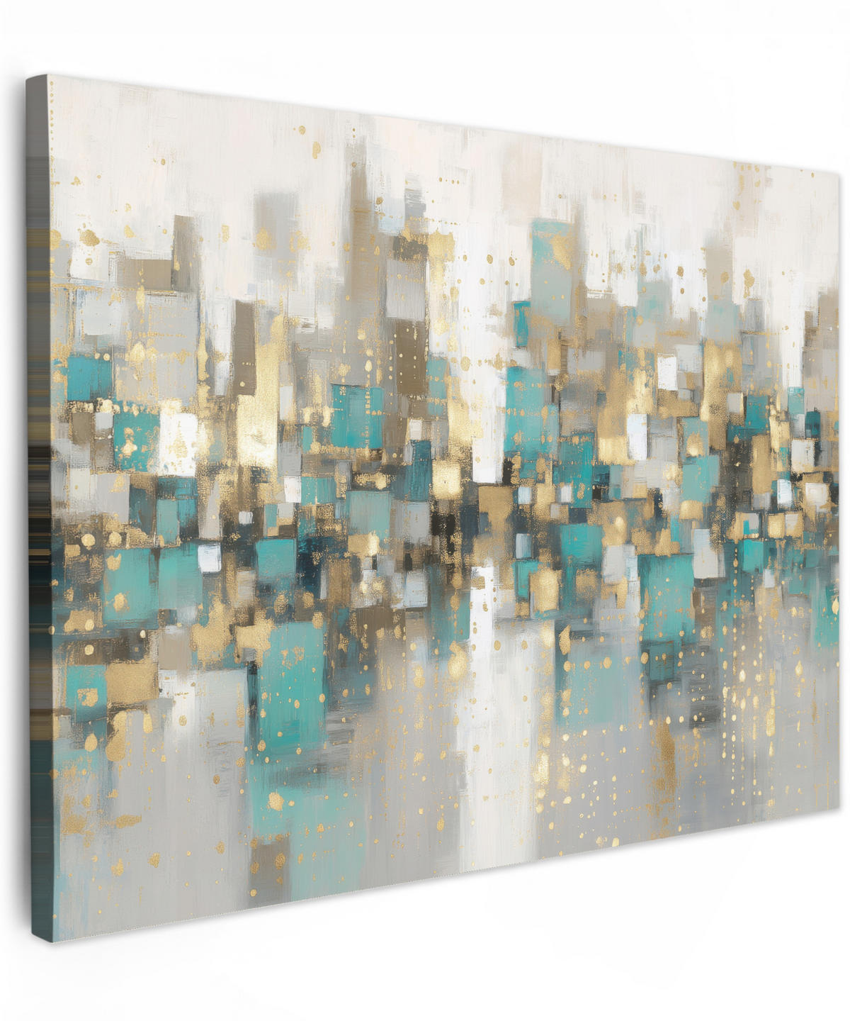 LEINWANDBILD Abstrakt - Blöcke - Gold - Skyline Wandbilder 80x60 cm - Beige, Textil (80/60cm) - MuchoWow