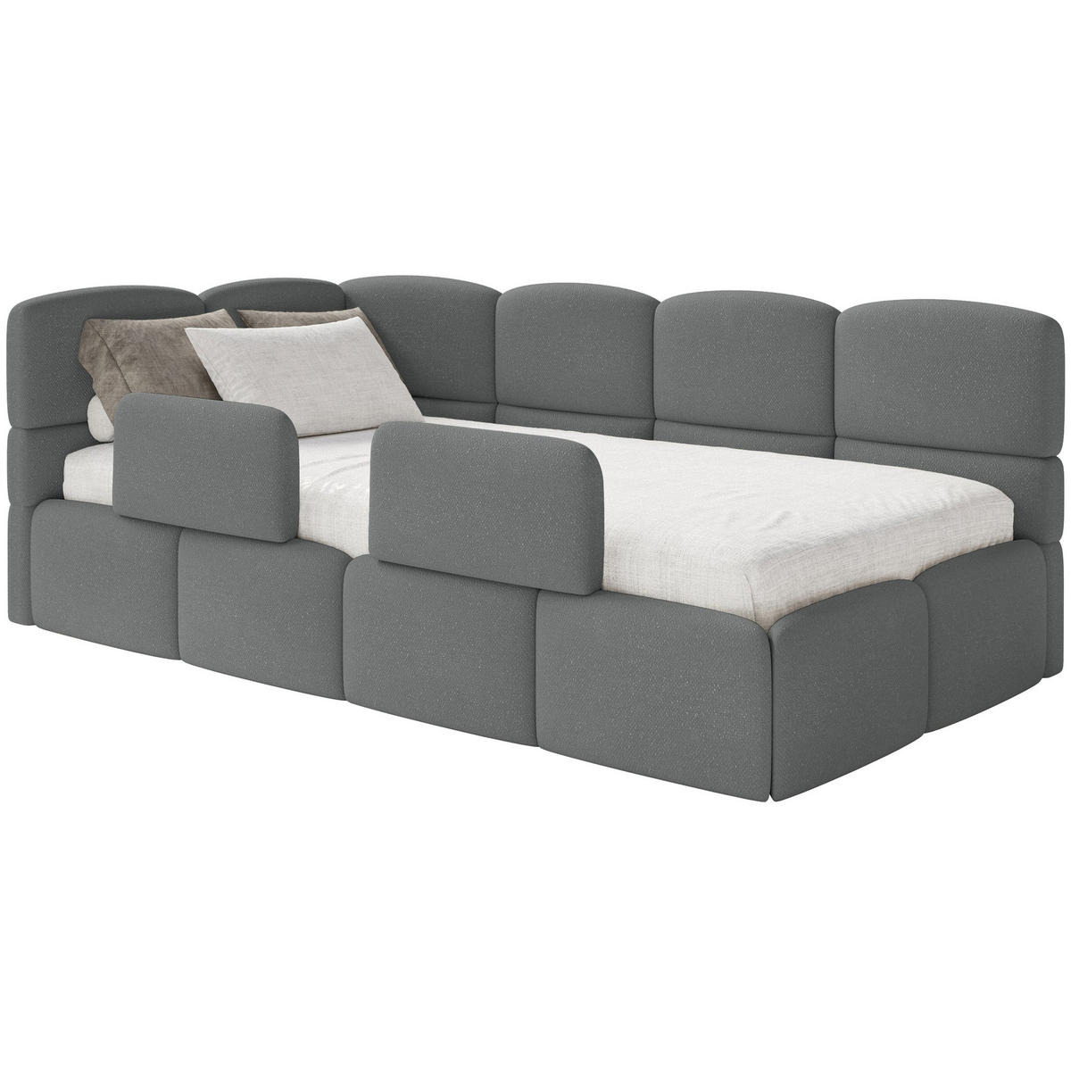 KINDERBETT Cloudy Dunkelgrau 120 cm, Chenille - Dunkelgrau/Schwarz, Kunststoff/Textil (120/200cm) - Selsey
