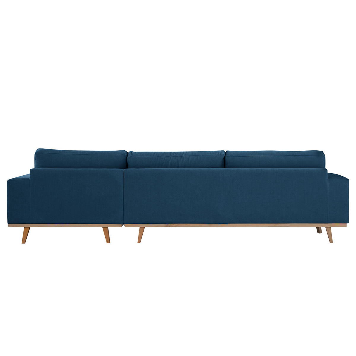 ECKSOFA mit Longchair - Buchefarben/Blaugrau, Buchenholz/Textil (281/153cm) - home24