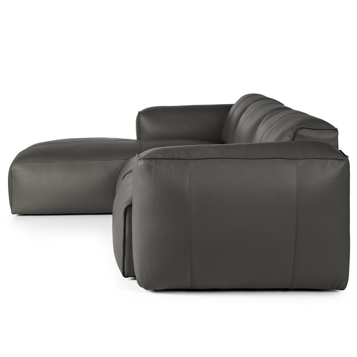 3-SITZER ECKSOFA mit Longchair - Schwarz/Grau, Leder/Kunststoff (284/173cm) - home24