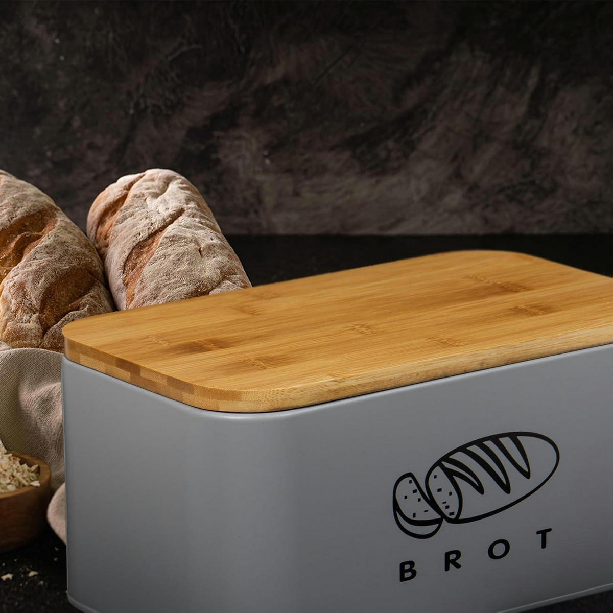 BROTKASTEN Grau 30 cm - Multicolor, Metall (18/14/30cm)