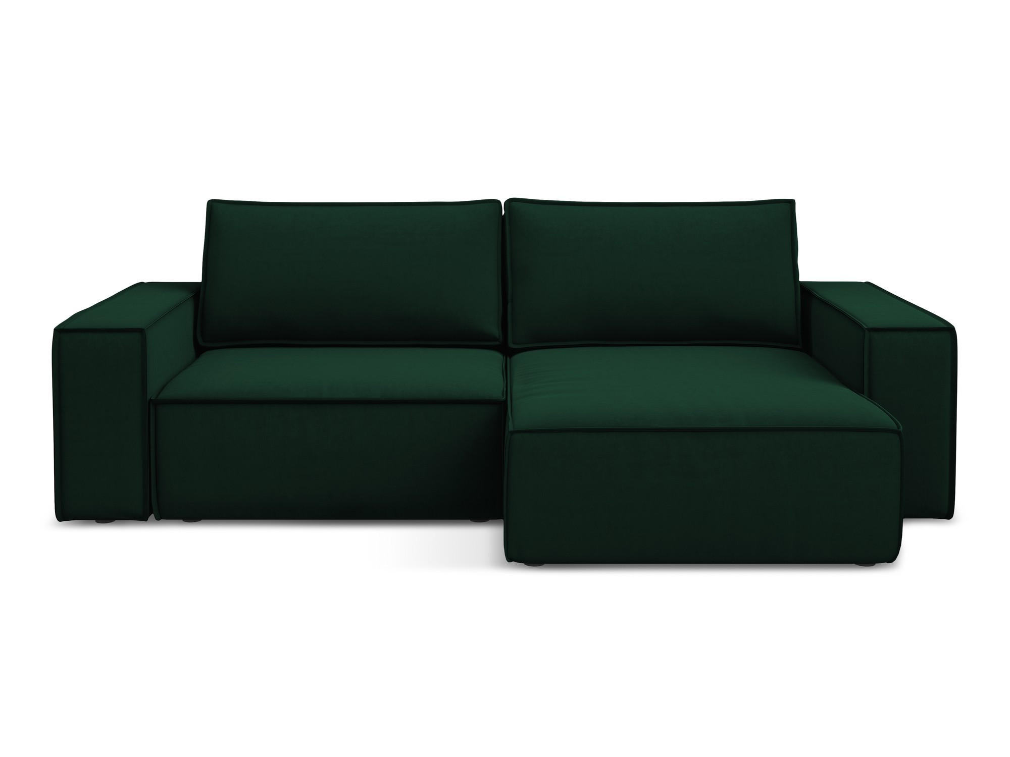 ECKSOFA mit Schlaffunktion Samt Stoff Grün - Dunkelgrün/Schwarz, Kunststoff/Textil (257/148cm) - Makamii