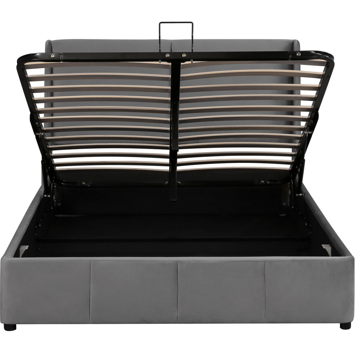 POLSTERBETT aus Samt 140x190 cm Grau mit Bettkasten und hydraulischer Hebefunktion - Grau, Textil (140/190cm) - IVMEU