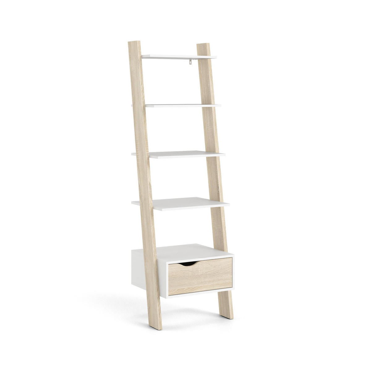 BÜCHERREGAL mit 4 Einlegeböden, 1 Schublade weiß und Eiche Dekor billund 55,1/48,1/180,4 cm - Weiß, Holzwerkstoff (48.1/180.4/55.1cm) - Calicosy