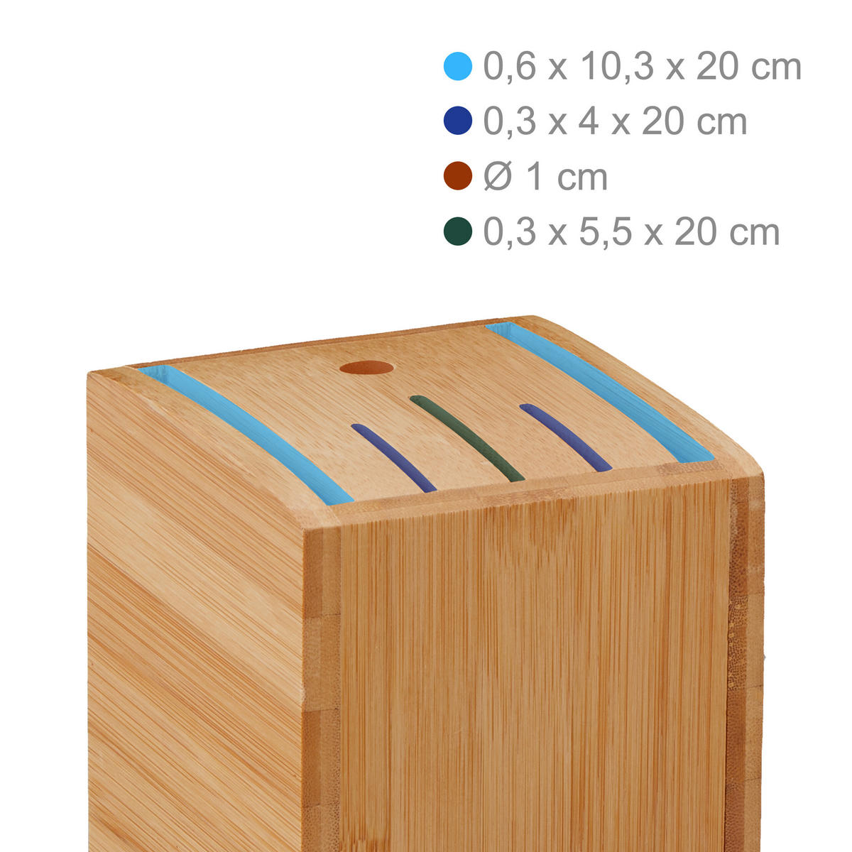 MESSERBLOCK - Hellbraun, Holz (11/21/22cm) - Relaxdays