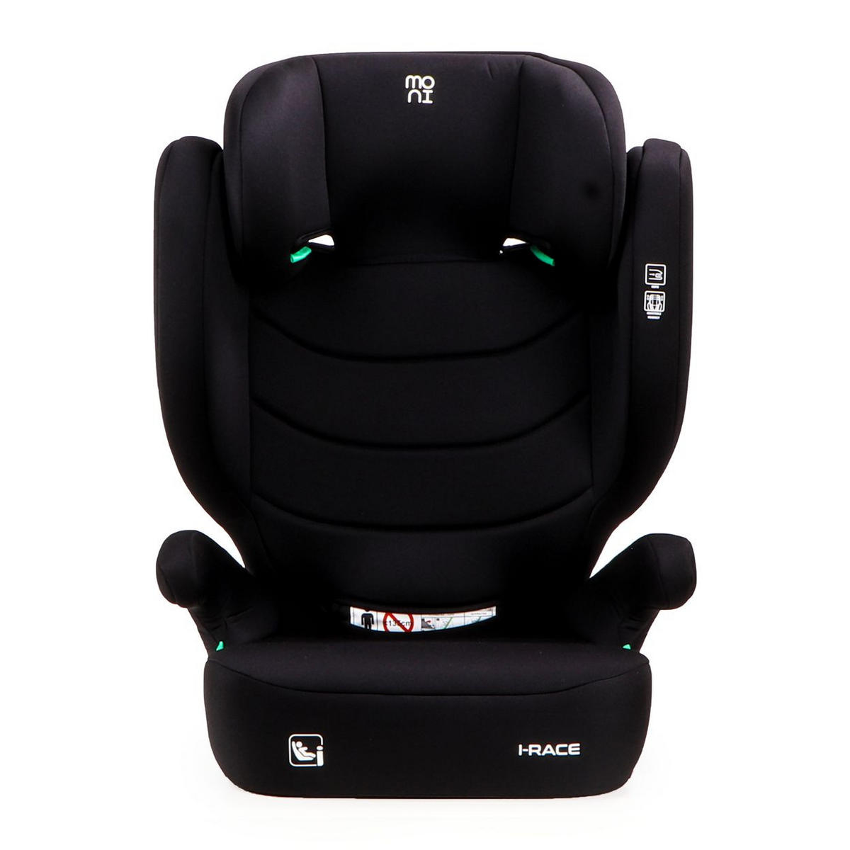 SITZERHÖHUNG i-Race i-Size schwarz 100-150 cm Isofix Rückenlehne abnehmbar Kopfstütze - Schwarz, Kunststoff (45/59/41cm) - Moni
