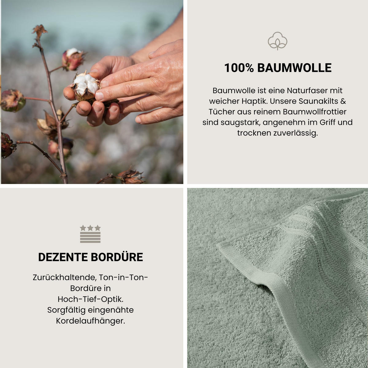 HANDTUCHSET Milano - 4-teilig - 50x100 cm - Hellgrün - Hellgrün, Textil (50/100cm) - SCHIESSER