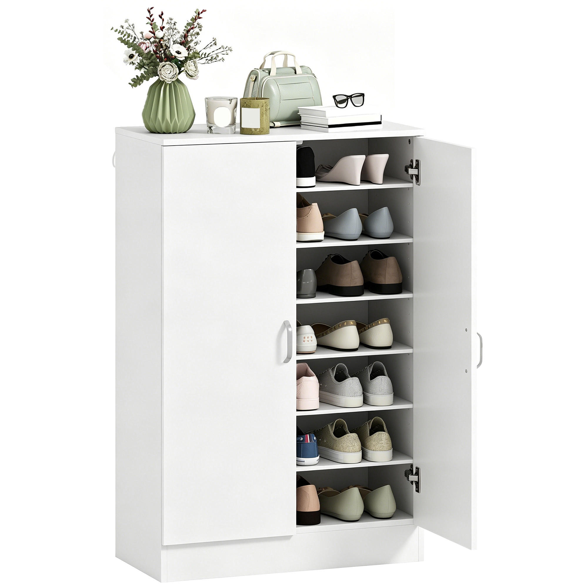 SCHUHSCHRANK Weiß 70/35/108 cm - Weiß, Holzwerkstoff (70/108/35cm) - PANGIVO